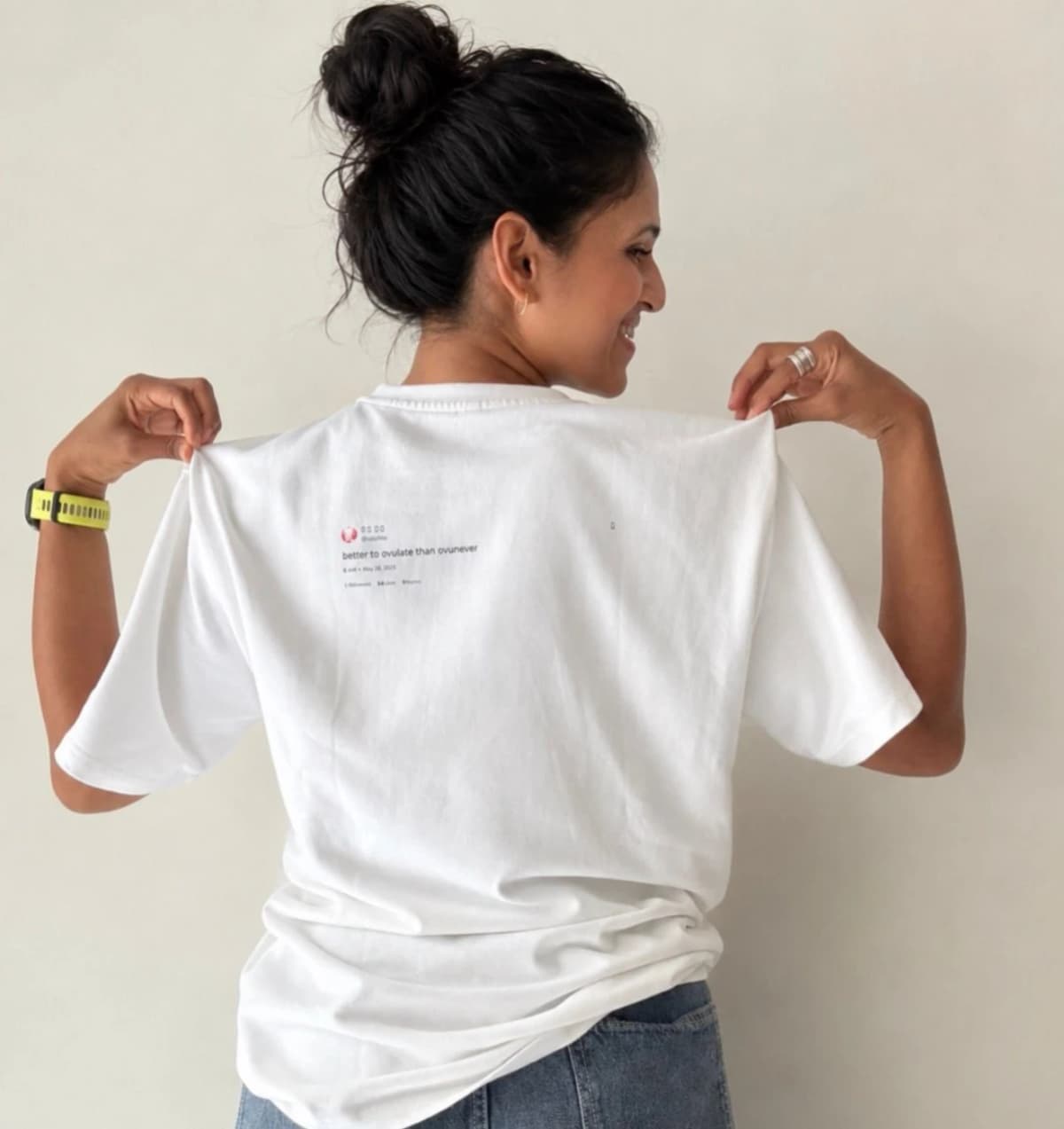 Shrutha wearing her tweet tee